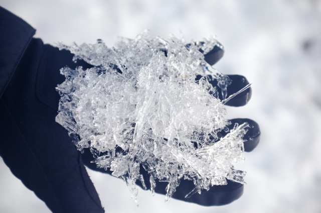 Skógafoss - snow crystals